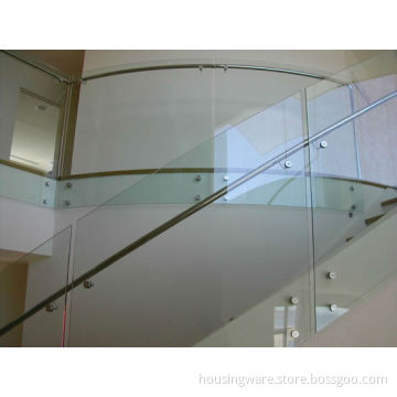 Frameless Glass Railing for Stair Handrails